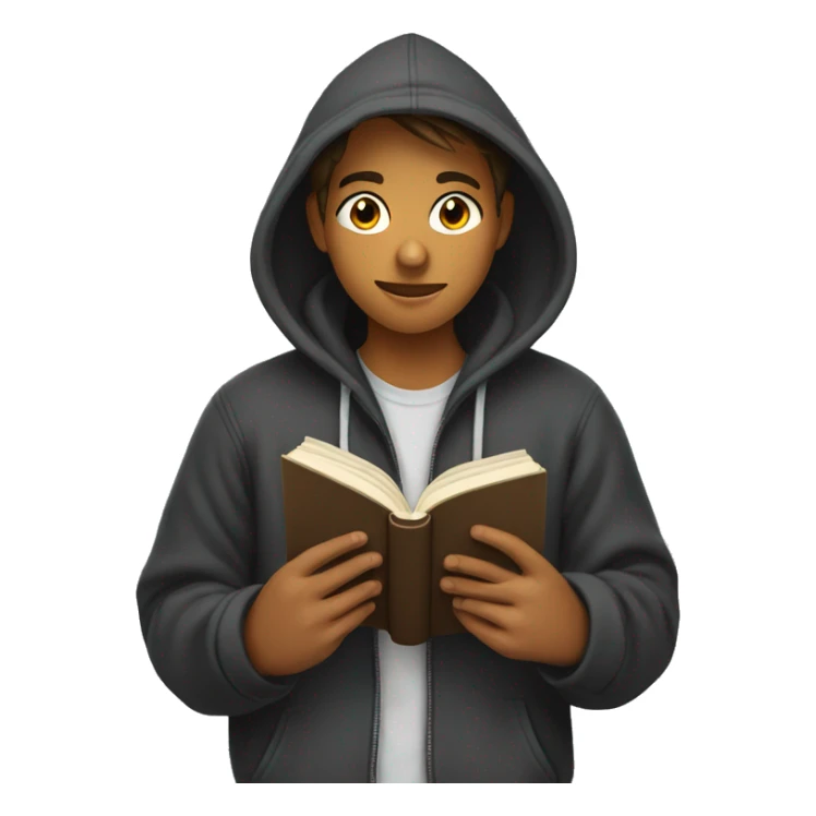 teenager in hoodie reading a book sticker