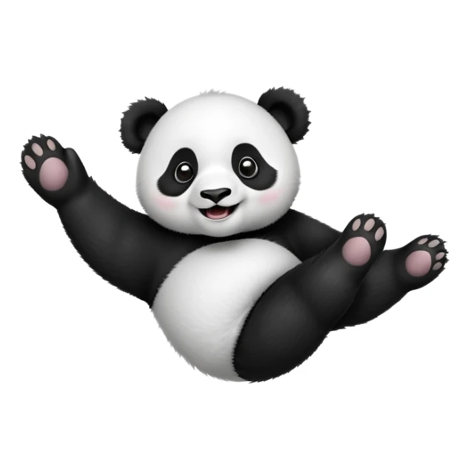 silly panda rolling on its back laughing with paws in the air sticker