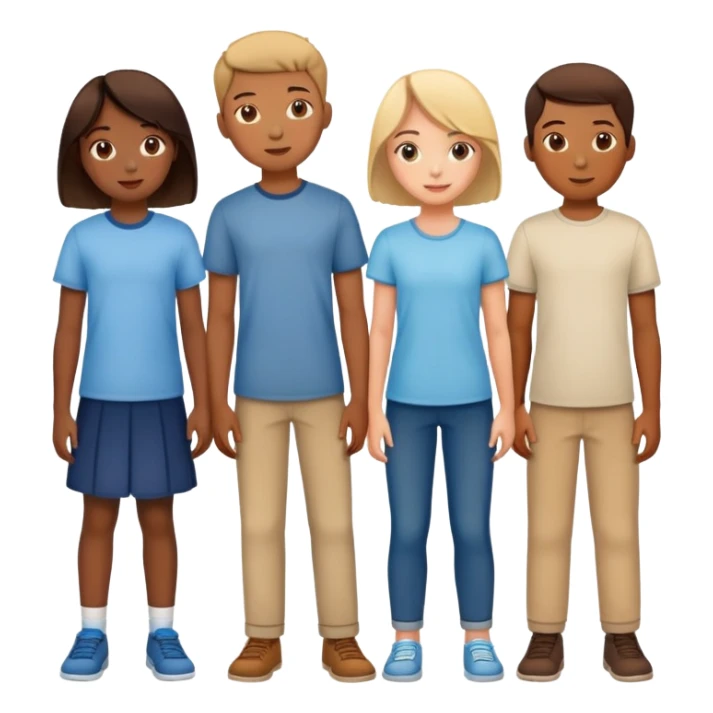 Seven boys and three girls standing together as a group sticker