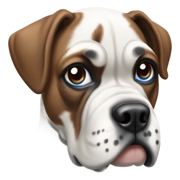White boxer with blue and brown eyes sticker
