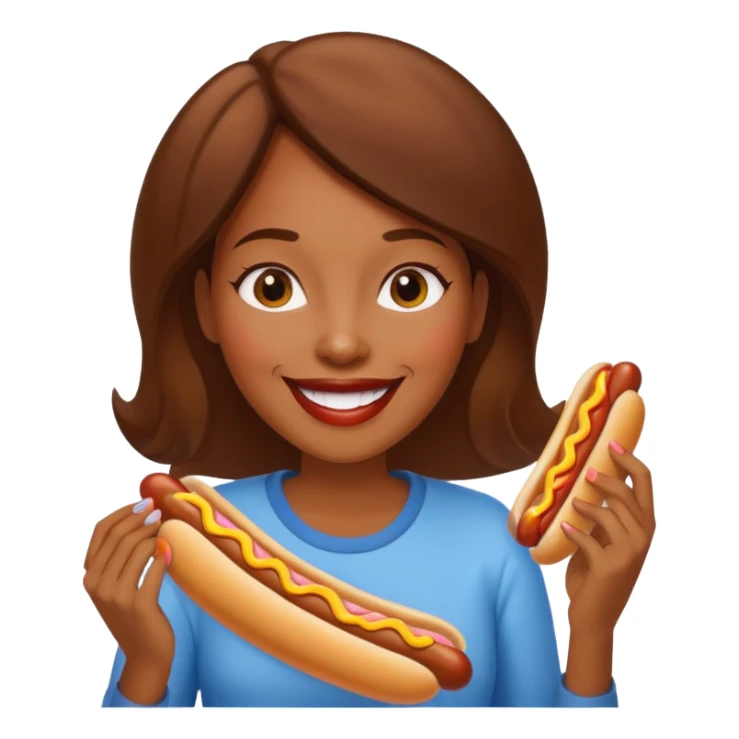 black woman eating hot dog  sticker