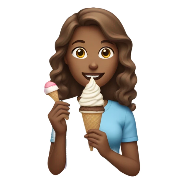 Brown haired woman eating ice cream sticker