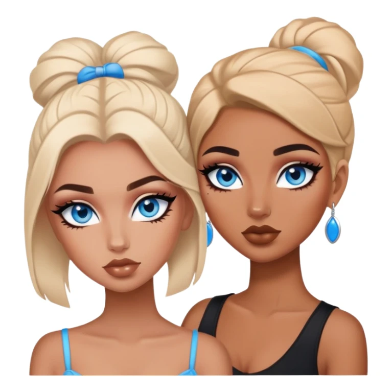 Boujy baddie best friends blue eyes, trendy heavy makeup sticker