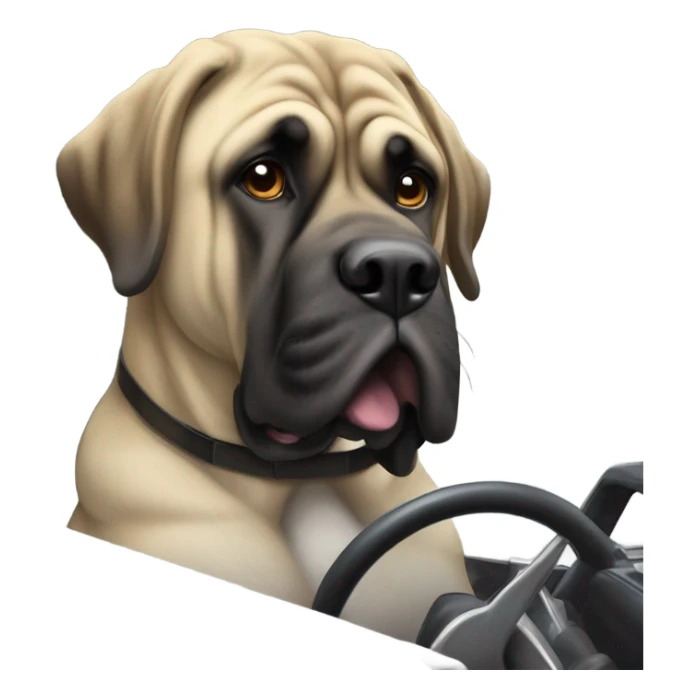 English Mastiff Driving a Racecar sticker