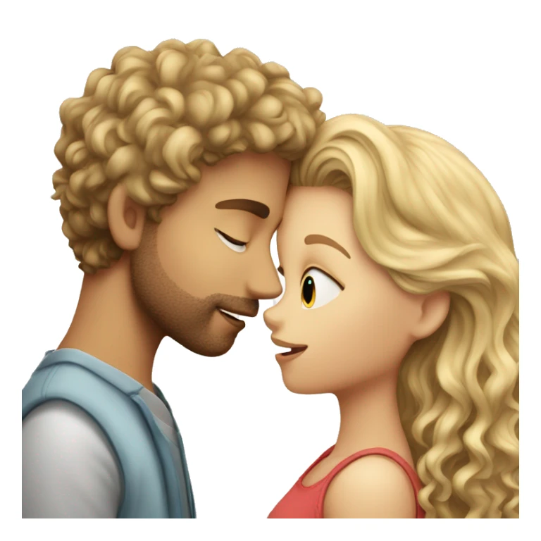 blonde girl kisses curly brown haired guy sticker