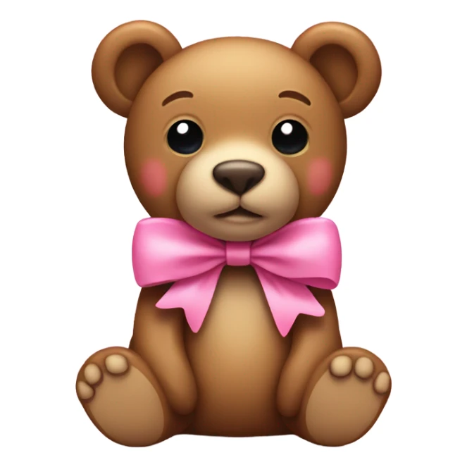 iPhone emoji teddy BEAR with a pink bow on ear  sticker
