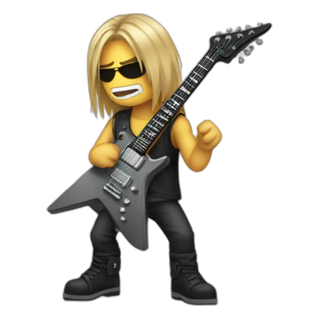 Heavy metal guitar player sticker