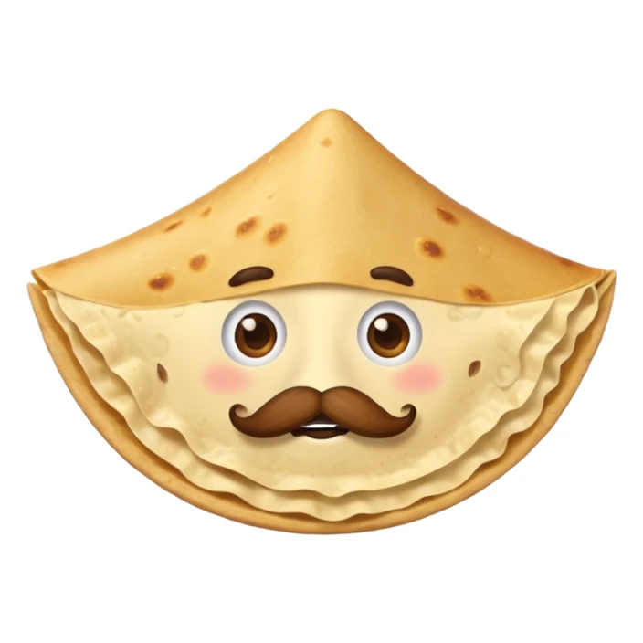 a flying tortillo with a thick mustache, no handlebar corners on the mustache sticker