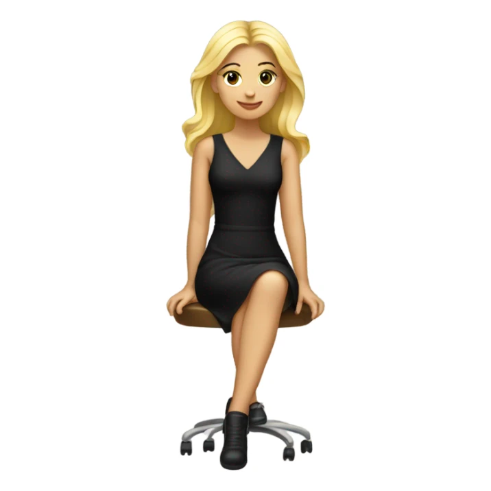 full body blonde girl sitting in black dress sticker