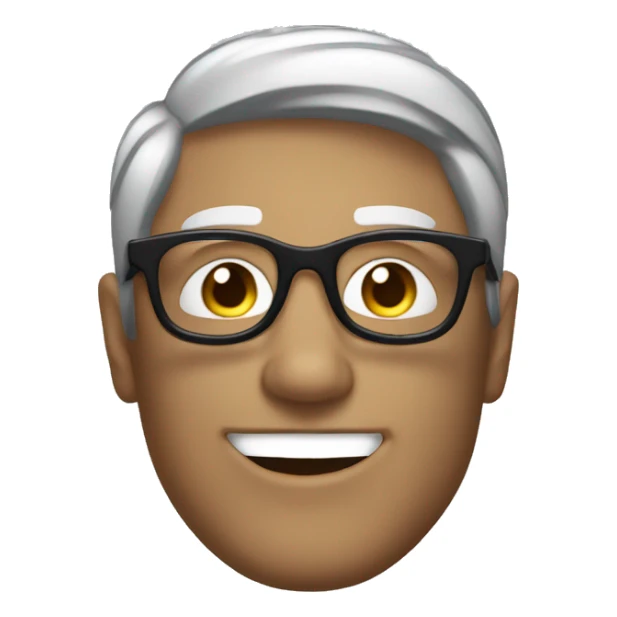 a man smiling with batman mask black hair wearing metalic round specs sticker