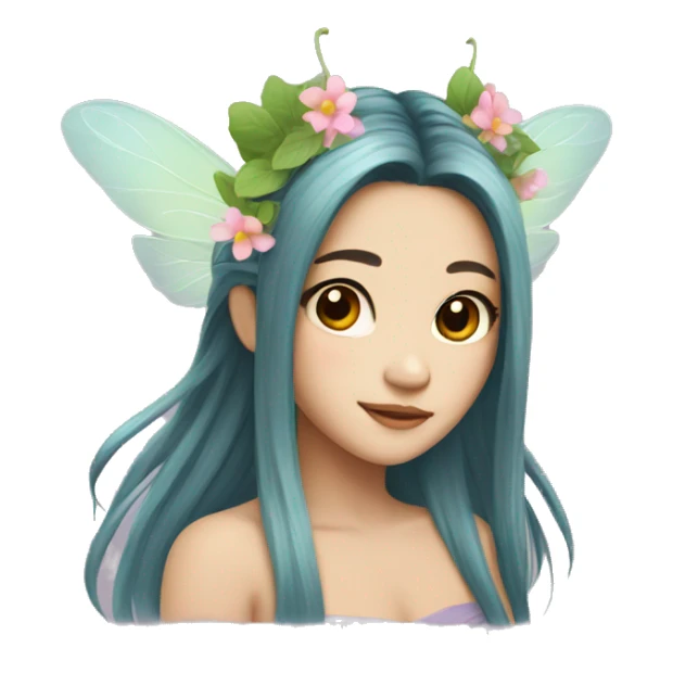 fairy asian long hair with flower wings sticker