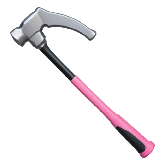 A hammer with black handle and every thing else pink looking like a sillicone  sticker
