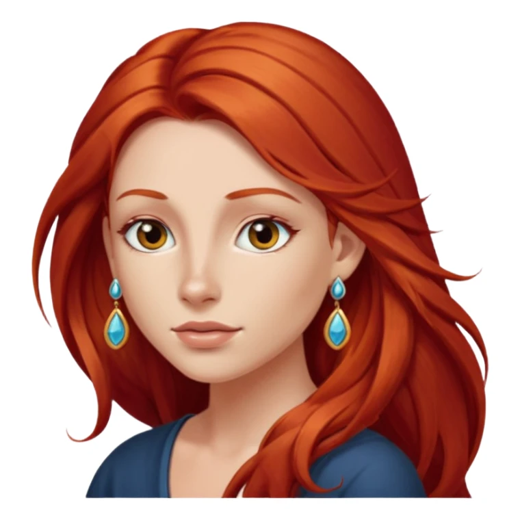 une personne joli, aved des cheveux long roux, des boucles d'oreilles de face dans un rond  sticker