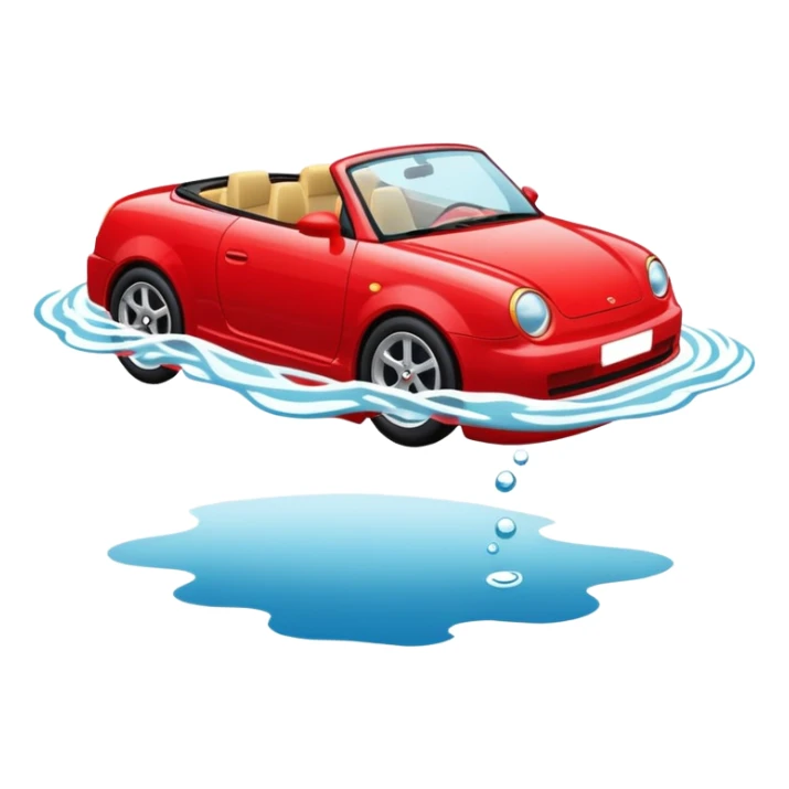 red cabrio car is swimming sticker