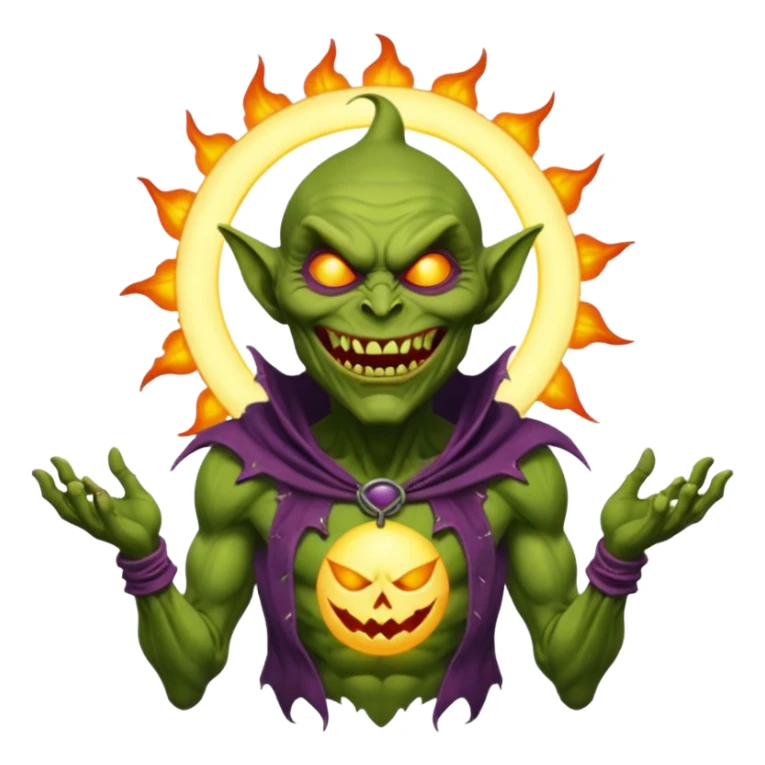 green goblin worshipping the sun sticker