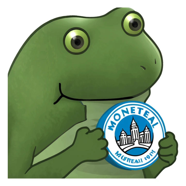 bufo frog holding the City of Montreal logo sticker