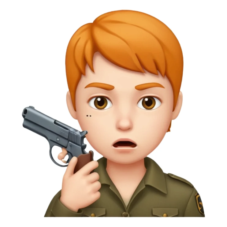 Gun pointing at a person’s mouth sticker