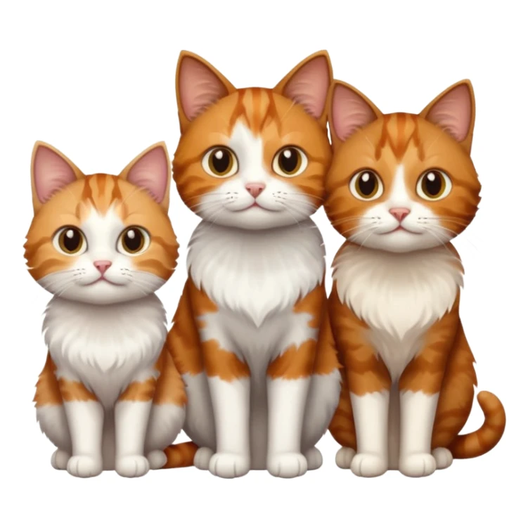 3 cats different colours including brown tabby and white, calico, and ginger and white sticker