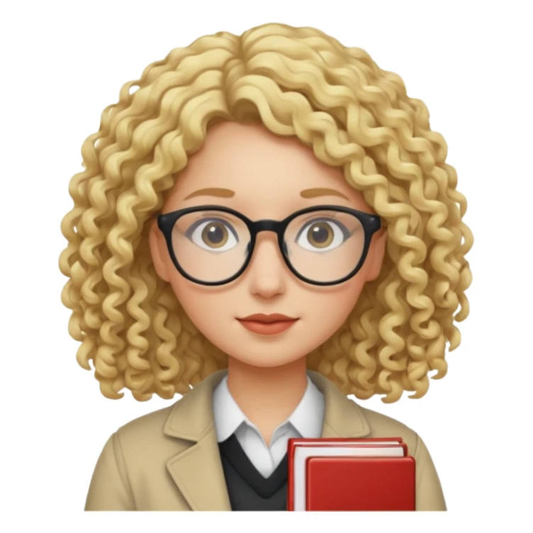 woman student , curly blone hair sticker