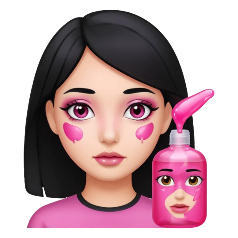 Black hair girl with pink gel on her face sticker