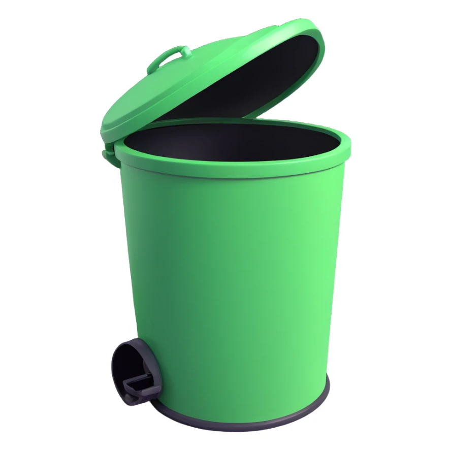 Draw a Pixar-style trash can. The view angle should be 70 degrees. Do not use the face, eye, and mouth. sticker