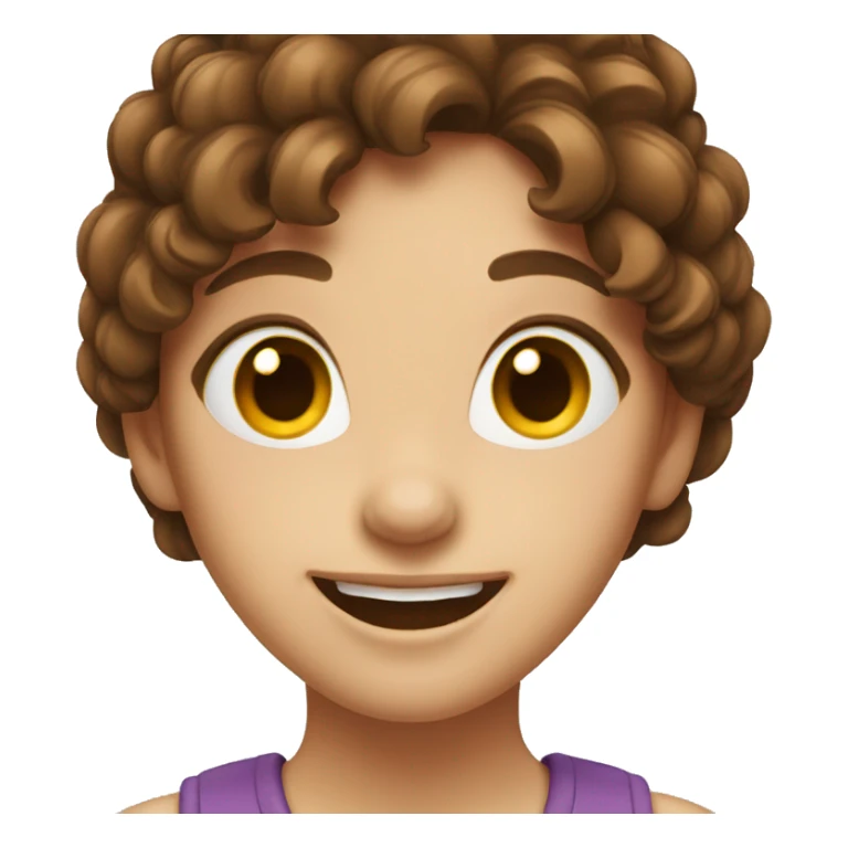 Happy girl with brown hair sticker