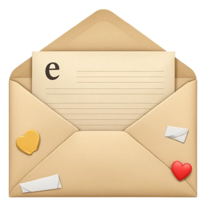an open beige envelope with a letter sticking out of it sticker