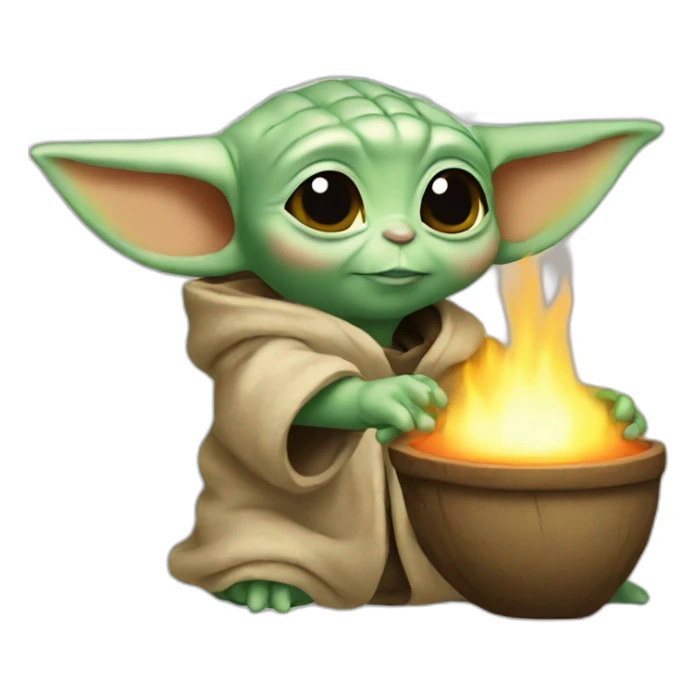 Baby yoda holding hearth sticker