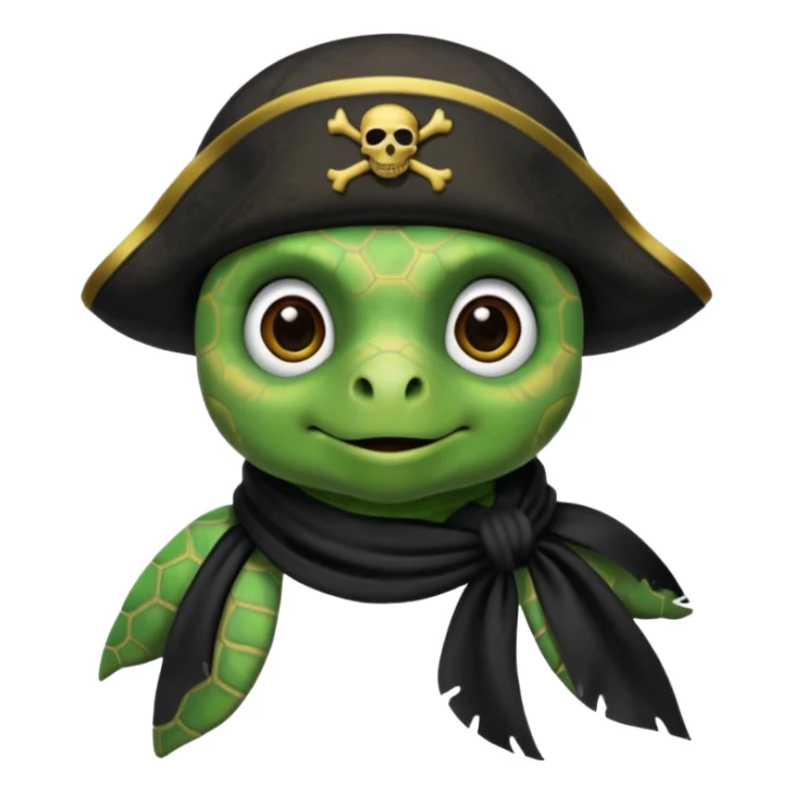 sea turtle wearing a black pirate scarf, portrait sticker
