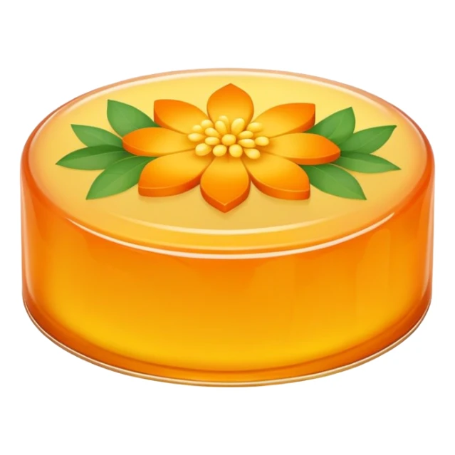 Osmanthus jelly cake with floral pattern, simplified emoji style with bold outlines and bright colors, cartoon style Gui Hua Gao traditional sweet sticker