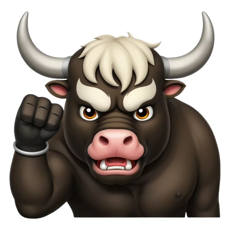 Angry bull emoji showing thumb down (DisLikes) sticker