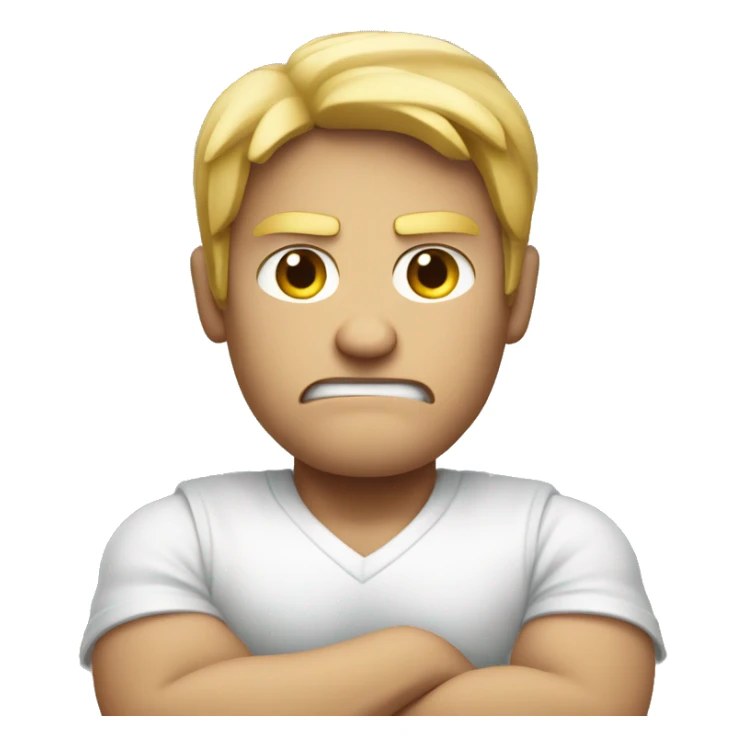 White male angry with arms crossed over chest sticker