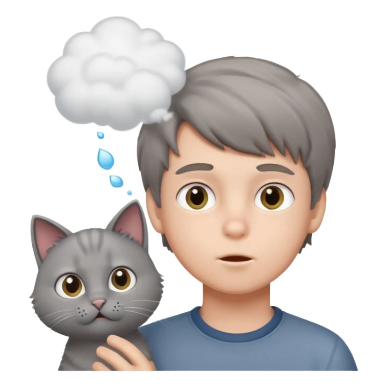 a boy blow hair for a cat sticker