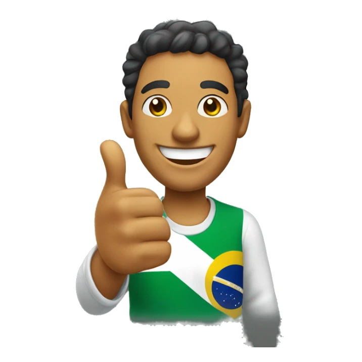 Smiling Brazilian man showing thumbs up  sticker