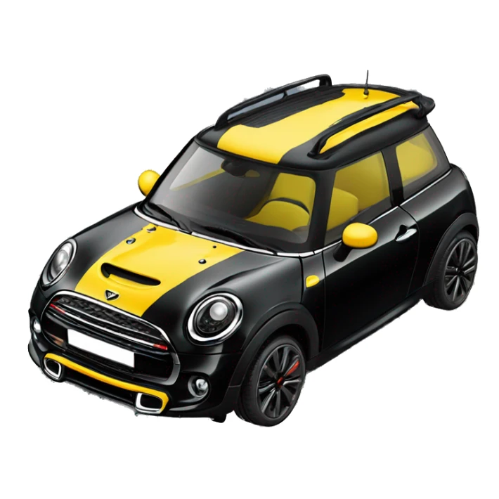 Black mini cooper f56 with yellow mirror  black roof  sticker