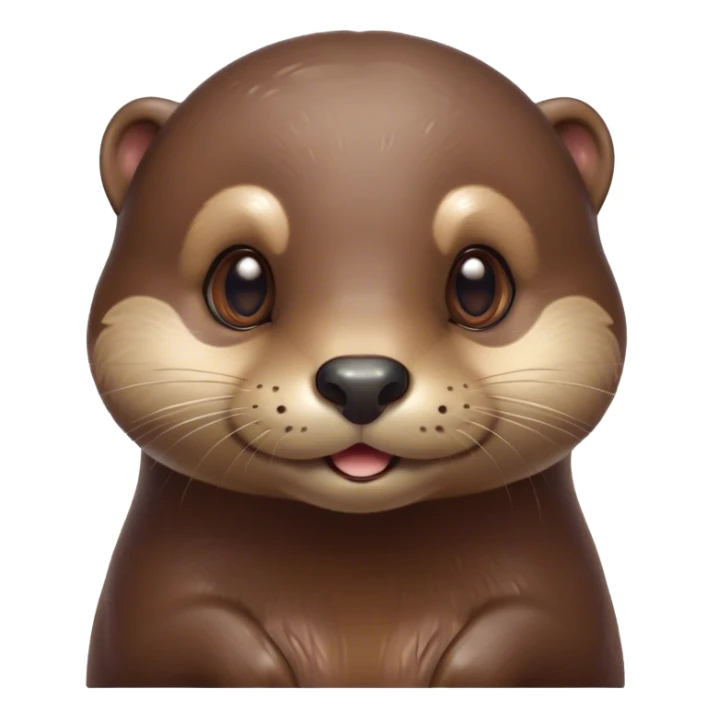 Cinematic Cute Otter Portrait Emoji, Head tilted playfully and inquisitively, featuring a glossy, streamlined brown Fur with a cute, twitching nose and round, sparkling eyes filled with curiosity, Simplified yet irresistibly adorable features, highly detailed, glowing with a warm, friendly glow, high shine, affectionate and sprightly, stylized with a touch of aquatic whimsy, bright and endearing, soft glowing outline, capturing the essence of a mischievous yet loving otter, so playful it feels like it could splash out of the screen and into your arms! sticker