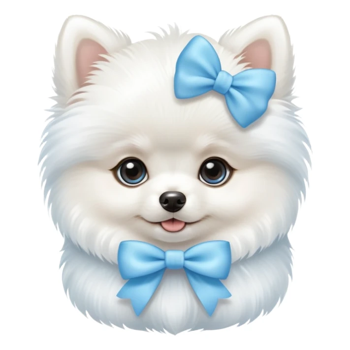 white Pomeranian puppy with baby blue bow  sticker