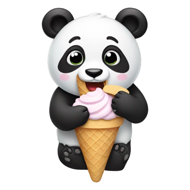 Panda eating ice cream sticker