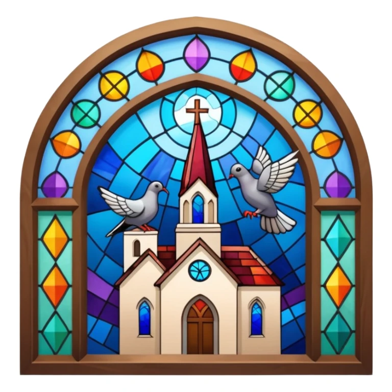 Pigeon on a colourful window of church sticker