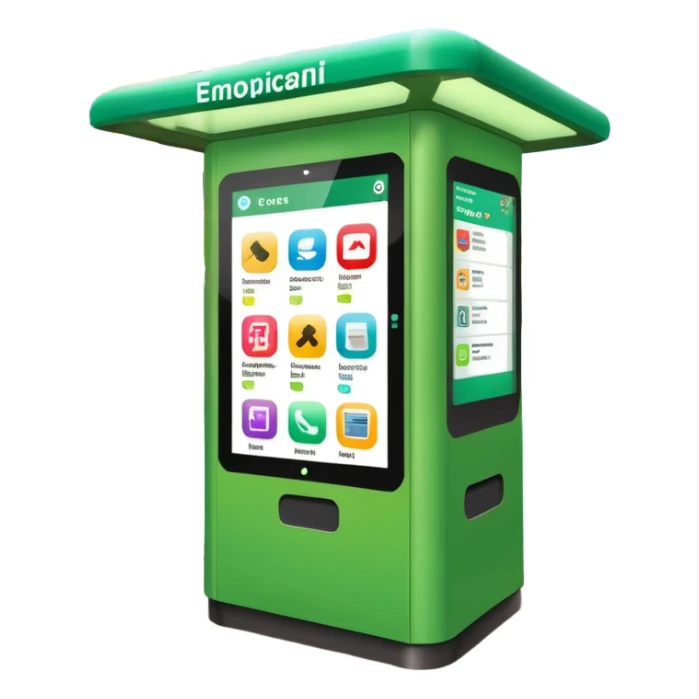 Digital Kiosk + green interface + public info, Street Advertisements. sticker