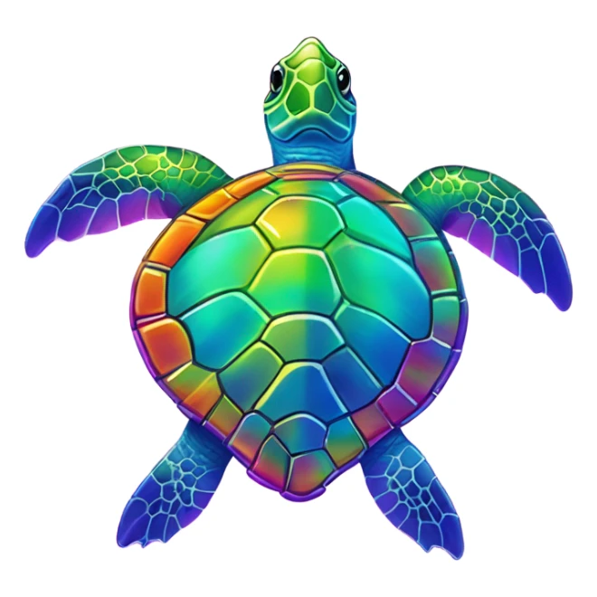 Lisa Frank, rainbow sea turtle with star on shell  sticker