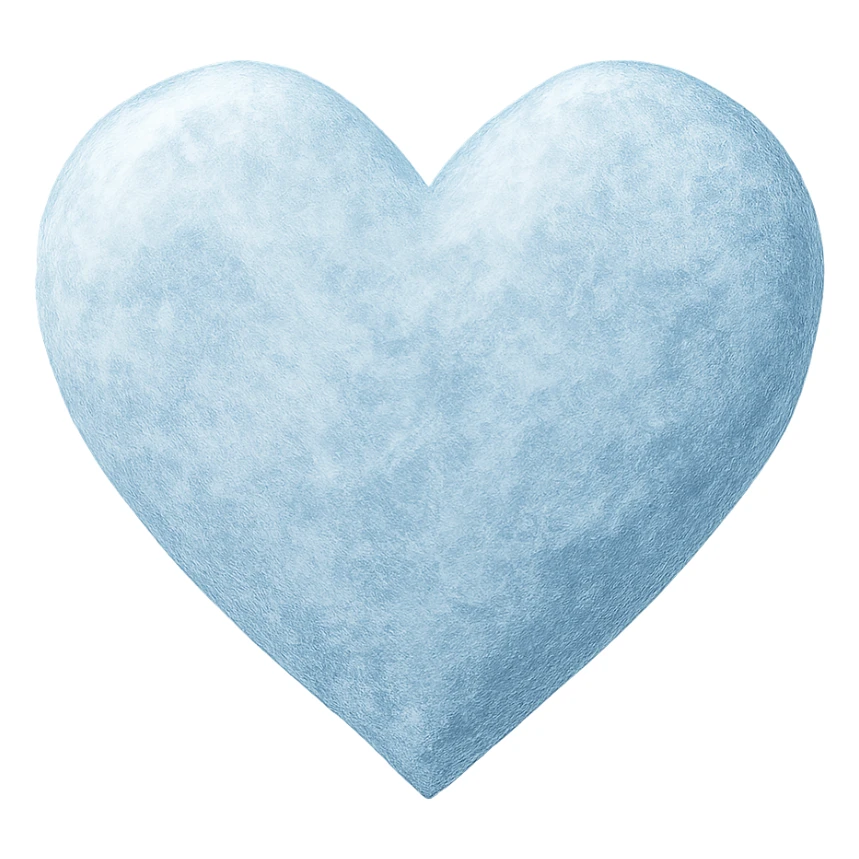heart with a frosted icy blue finish sticker