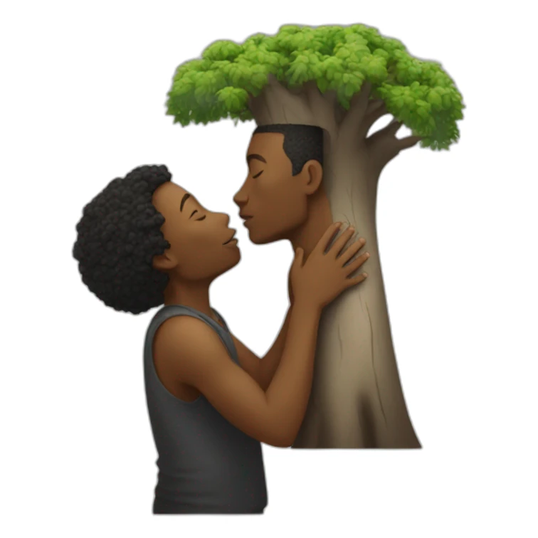 A black man kissing a baobab tree With lots of love sticker