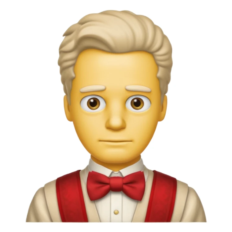 simpson guy, wearing Roman royal ancient custome, red bow tie sticker