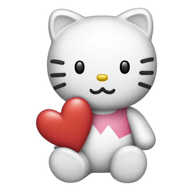 Hello kitty agarrando un osito y un corazón  sticker
