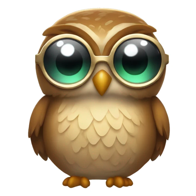 a rowlet brown owl emoji with sunglasses and a disco outfit on sticker