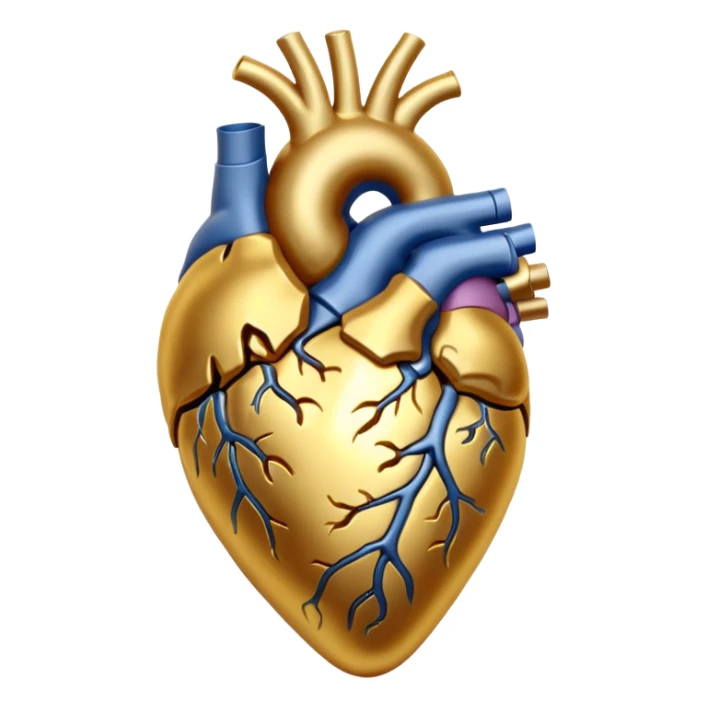 Golden anatomical heart, with clear details  sticker