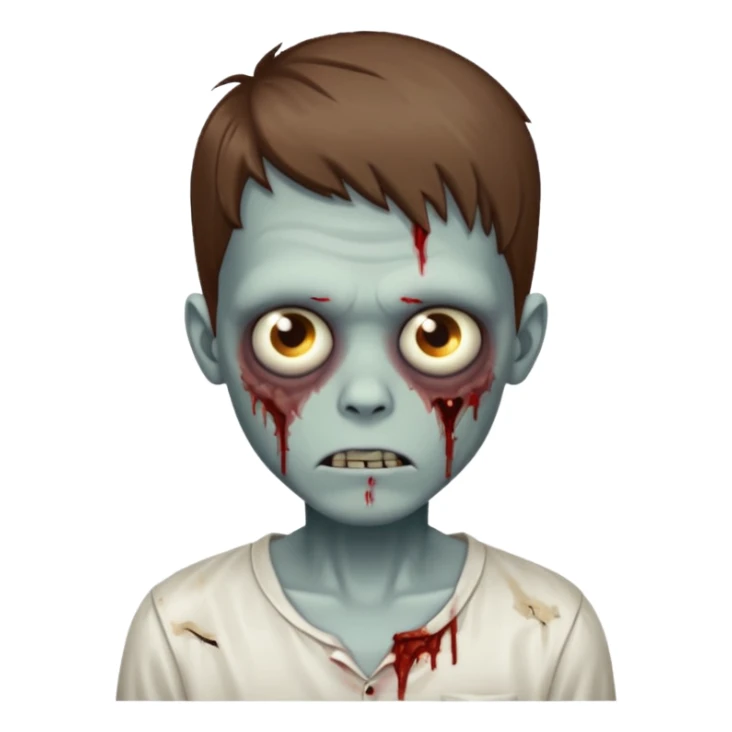 zombie boy with brown hair and white shirt sticker
