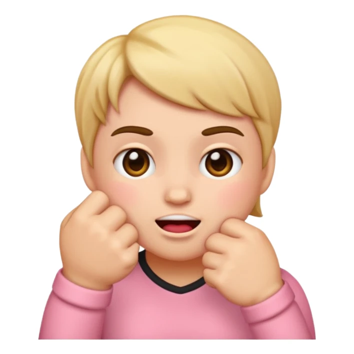 Emoji with fist pushing against checks and blushing  sticker