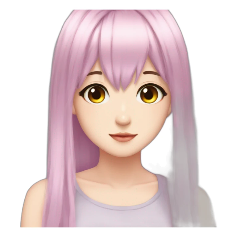 Anime egirl long hair makeup sticker